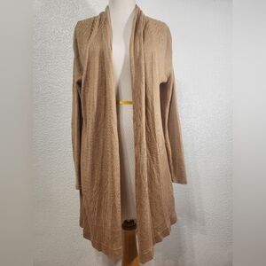 SCOOP  Beach Stylish Tan Open-Front Cardigan 55% Silk, 45% Cashmere. Size M